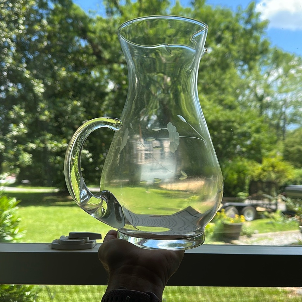 Vtg Princess House Heritage Pattern Ice Lip Pitcher